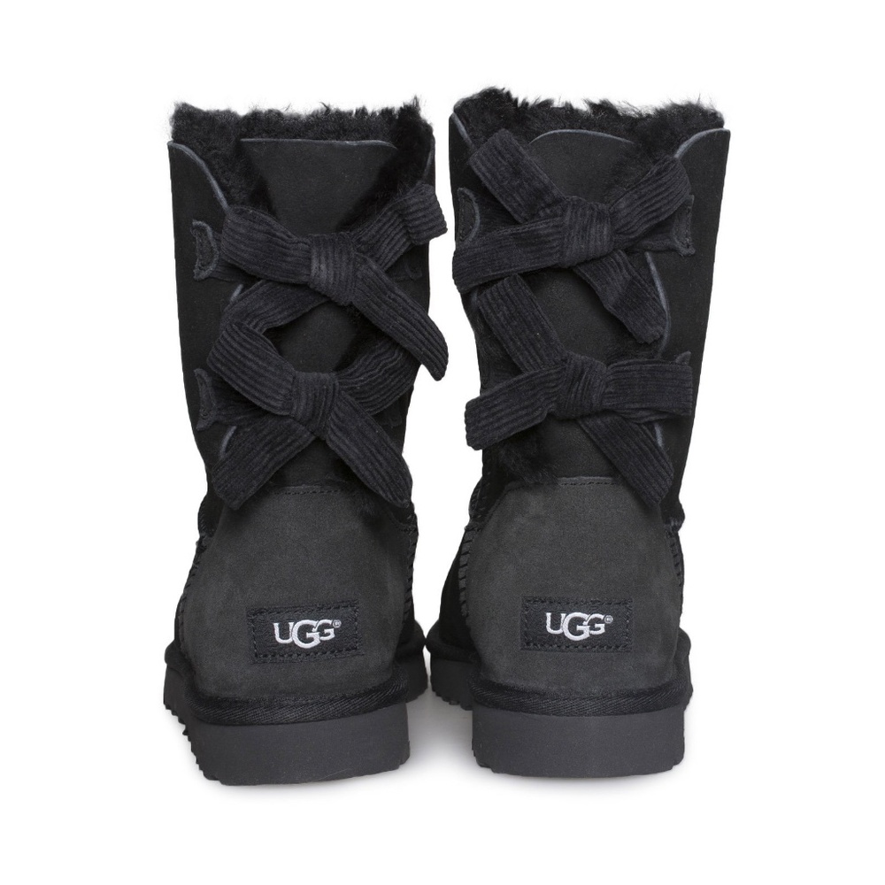 UGG CORDUROY Bailey Bow Boots BLACK NIB 7